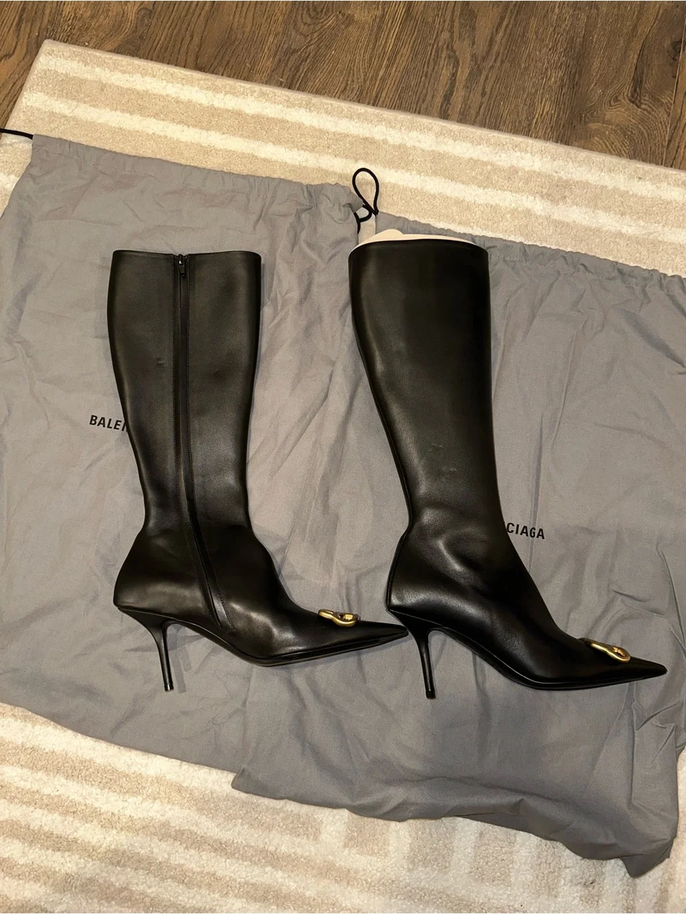 Balenciaga Knife BB leather knee-high boots